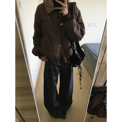 羊羔毛翻领外套女冬季新款
