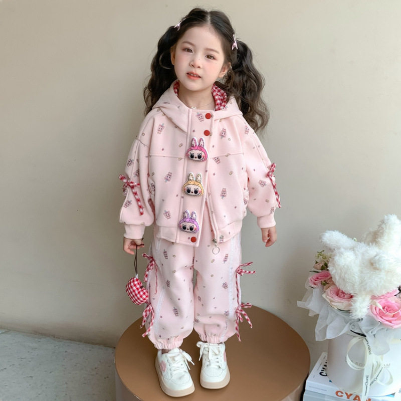 女小童卡通套装春秋款宝宝休闲运动秋装2026新款连帽两件套,童装/婴儿装/亲子装,套装,淘宝优惠券,粉丝福利购,淘宝优惠卷