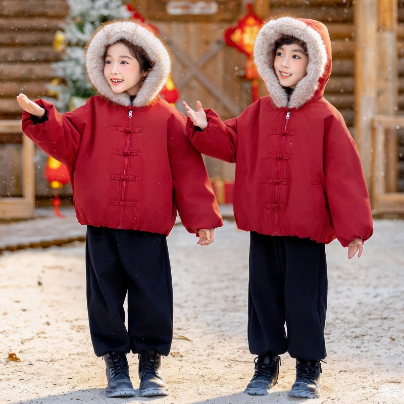 新年汉服儿童双面穿套装