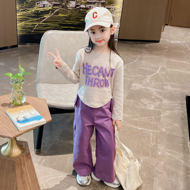 女童套装春秋新款2026韩版洋气女宝宝工装裤长袖字母卫衣两件套潮,童装/婴儿装/亲子装,儿童软壳裤,淘宝优惠券,粉丝福利购,淘宝优惠卷