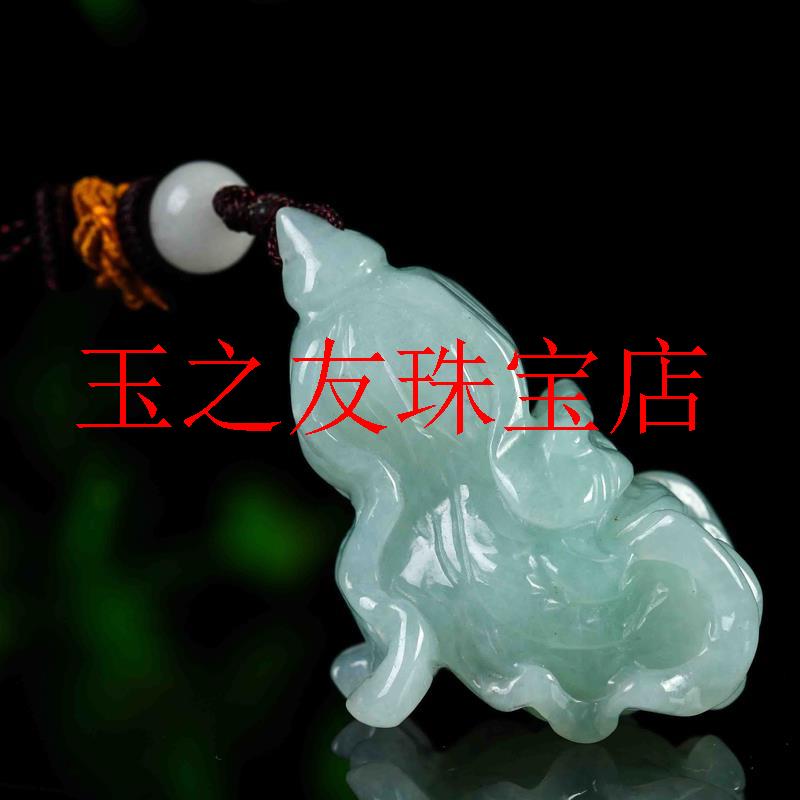高端翡翠色招财白菜吊坠玉石百财纳福挂件小众男女款玉坠时尚首饰