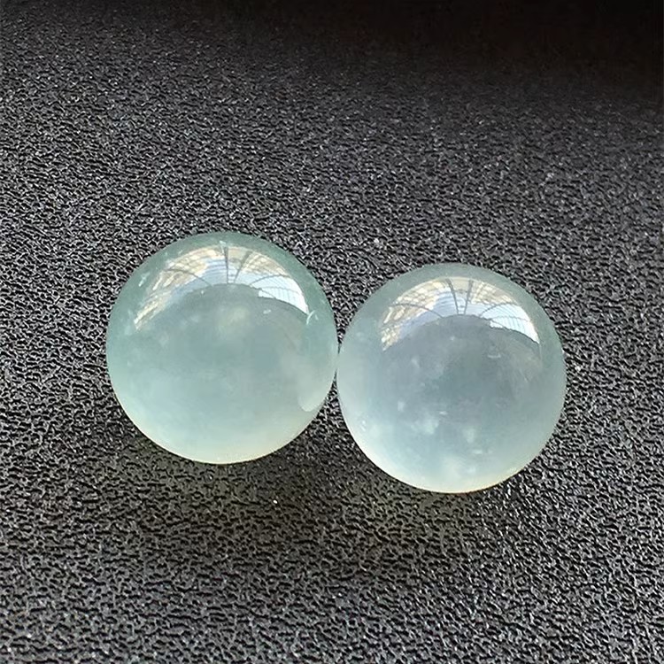 冰种翡翠色散珠圆珠起光白冰玉珠