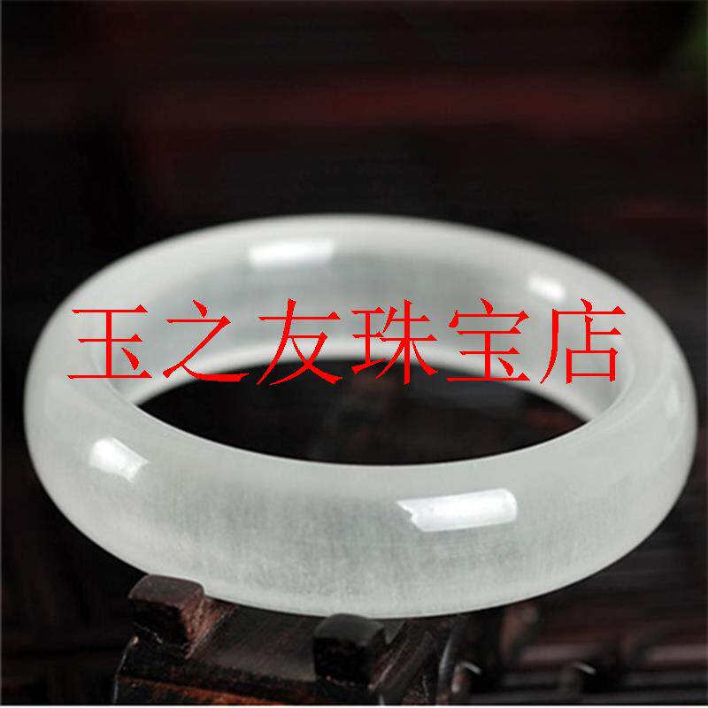 缅甸翡翠色高端冰种柔润蚕丝玉手镯女款冰丝老坑货自戴款送礼处理