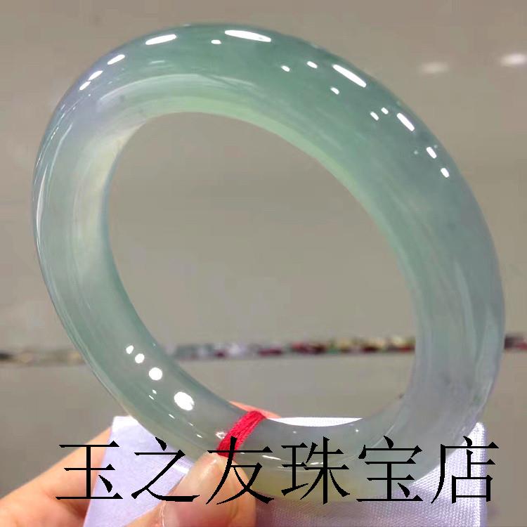 缅甸老坑翡翠色冰种玉镯子水润晴水飘花玉石贵妃玉镯正圈玉手镯送