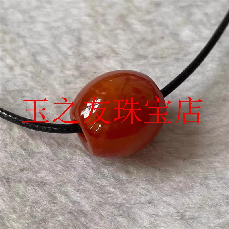 缅甸翡翠色老坑糯冰种红翡路路通吊坠配珠毛衣链男女转运珠玉挂件