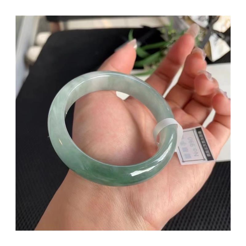 高端款缅甸老坑高端湖水绿翡翠色手镯高冰飘绿玉手镯女款手镯正圈