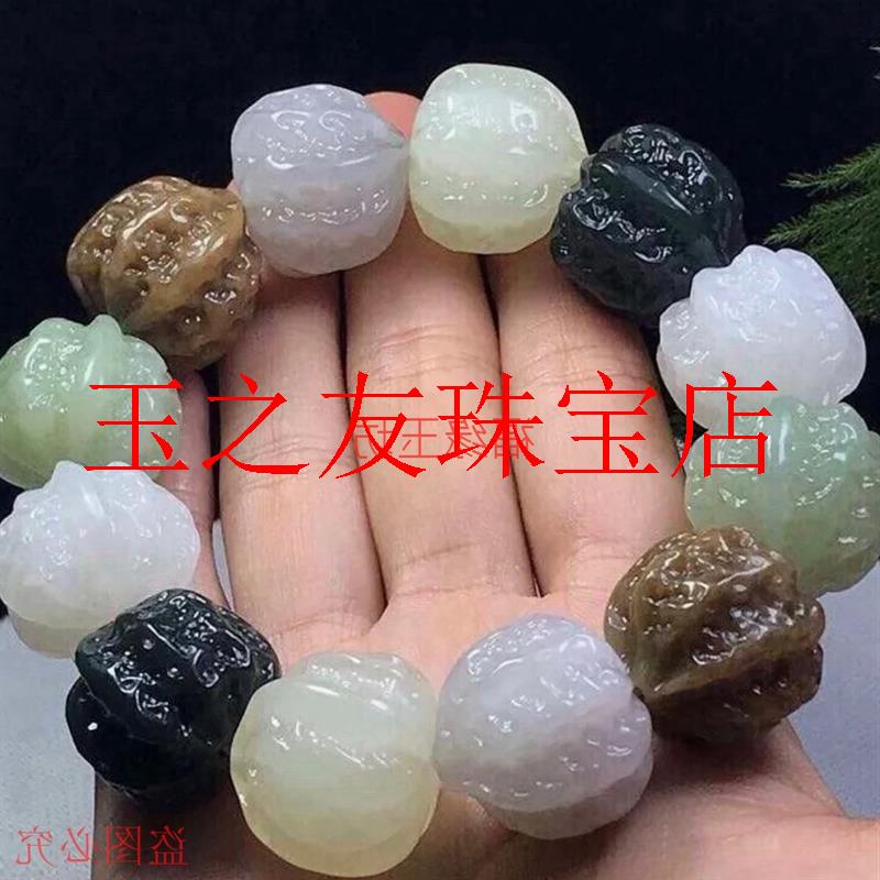新款新疆和田玉核桃手串招财旺夫多宝手串五色手串时尚百搭小众款
