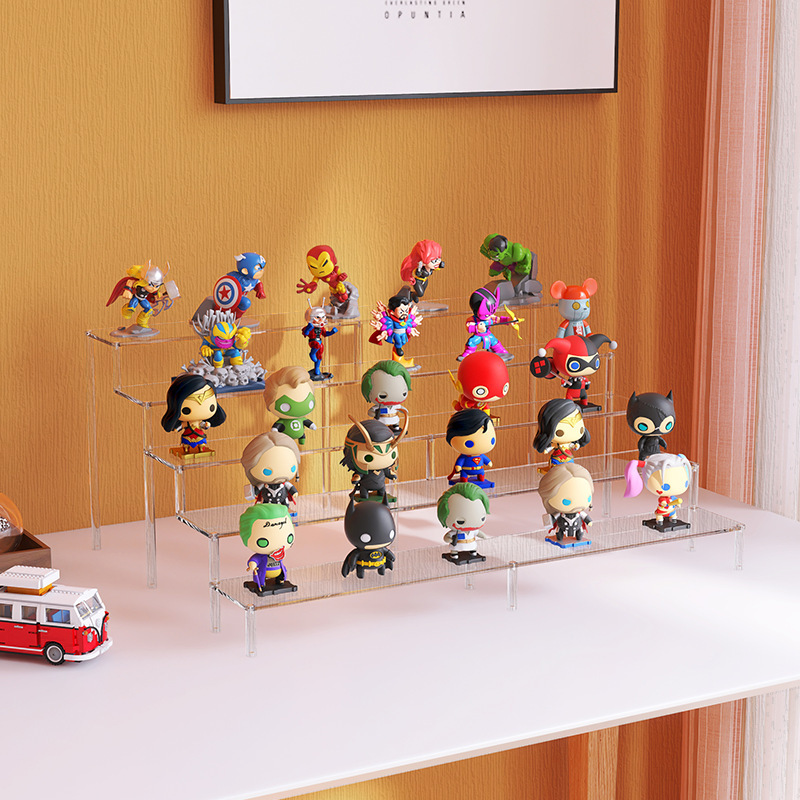 三箭亚克力透明阶梯架乐高娃娃陈列盒子泡泡玛特盲盒手办收纳展示