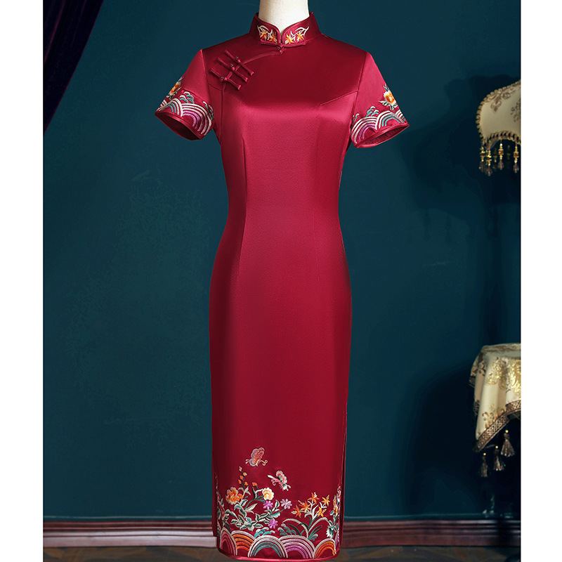 日本品质年轻妈妈婚宴新款连衣裙参加婚礼服高贵喜婆婆大码改良旗