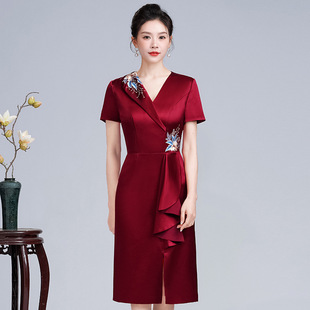 高貴顯瘦旗袍 日本品質(zhì)新款 媽媽婚宴禮服 新中式 婚慶喜婆婆裝 高端