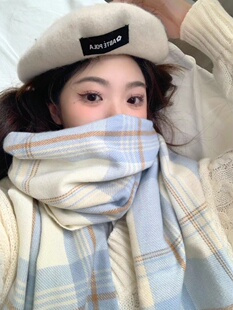 韩系氛围感2025新款格子围巾女冬季韩版加厚学生百搭保暖可爱围脖
