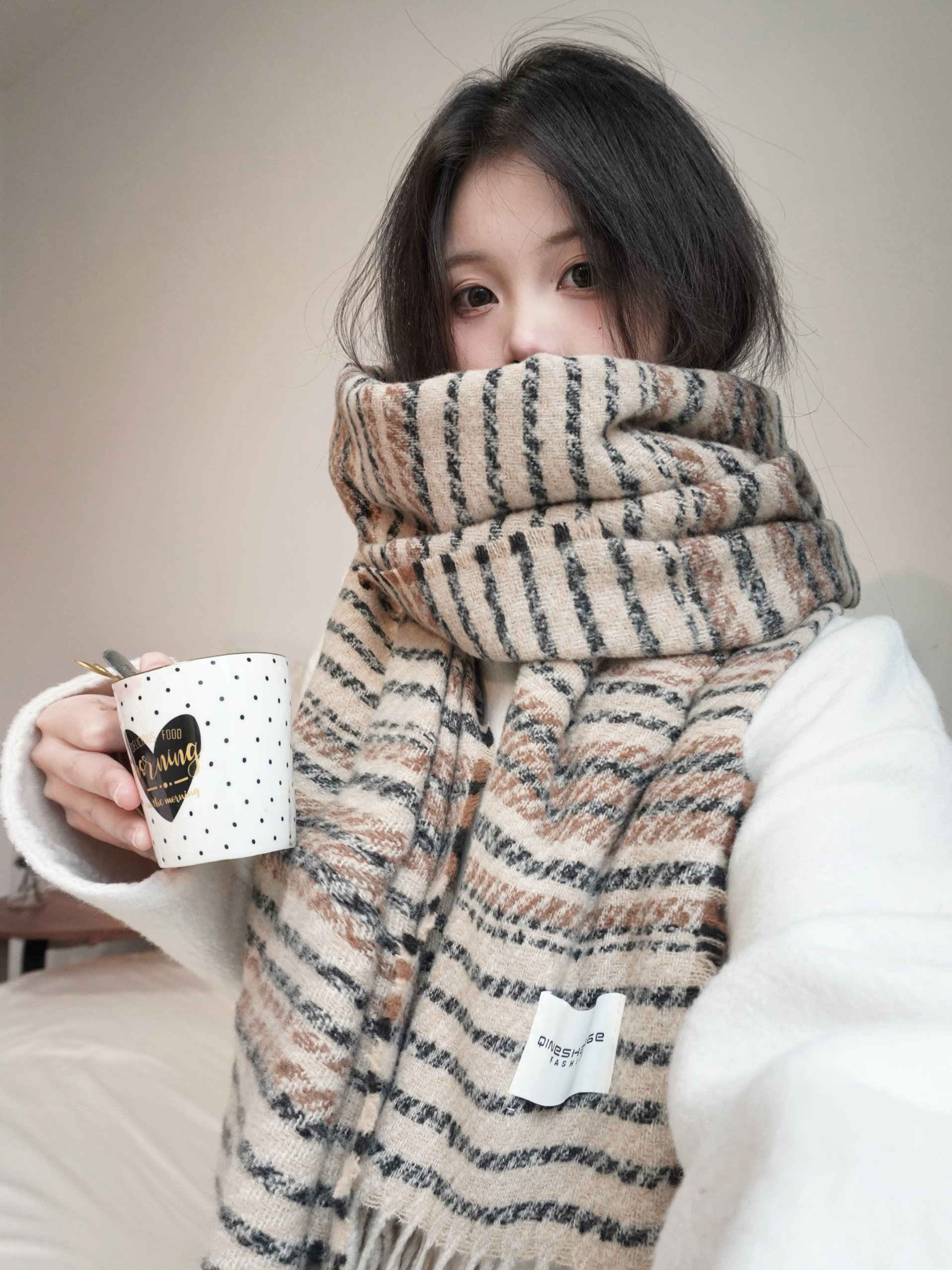 韩系高级感格子围巾女冬季202围巾/丝巾/披肩