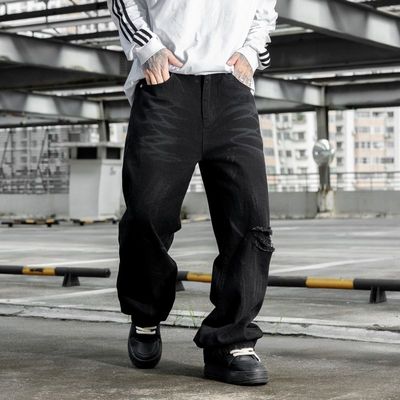 巴黎风格美式高街渐变破洞牛仔裤