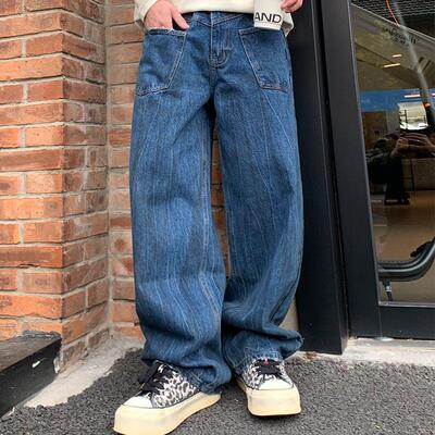 巴黎风复古水洗牛仔裤