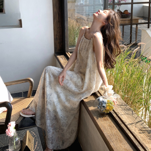 气质无袖连衣裙女减龄小个子夏季2025新款显瘦海边度假穿搭吊带裙，女装连衣裙，浙宝007A（原150A)