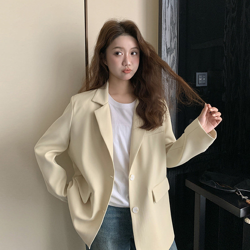 黄色高级感西装外套女2025春秋新款韩版宽松小个子通勤休闲小西服,女装西装,浙宝007A（原150A)
