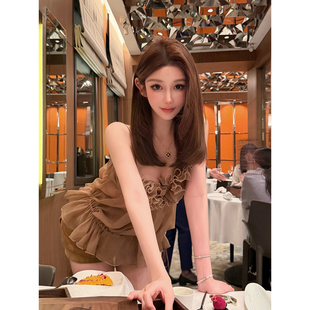 chicbyrr 小众设计抽绳花边吊带上衣 黛西花园