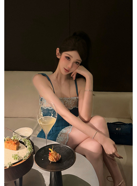 chicbyrr/Ch1oe粉色孔雀蓝两色定染连衣裙复古印花蕾丝连衣裙