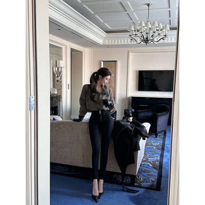 chicbyrr/ 穿过的zui舒适显瘦高腰加绒牛仔韩女小脚裤