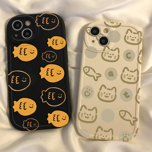 鲷鱼烧适用iphone15手机壳14套12苹果11pro max硅胶xs情侣xr防摔se3全包8plus软壳7卡通13男女6款mini