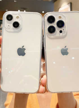 简约透明直边软壳适用iphone15promax苹果14手机壳13pro男女12全包硅胶xsmax防摔7/8plus商务时尚xr/11保护套