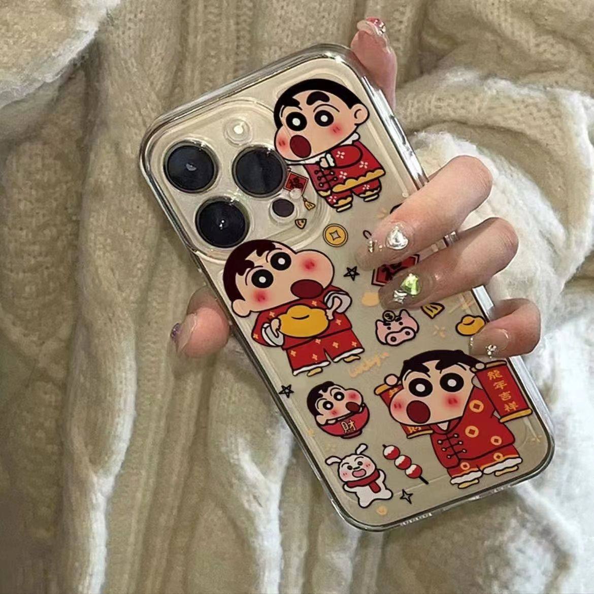 新年小新iPhone15手机壳xr保护6套mini男女16全包xs有趣se2防摔7 8plus新款苹果14pro max个性13创意12搞怪11