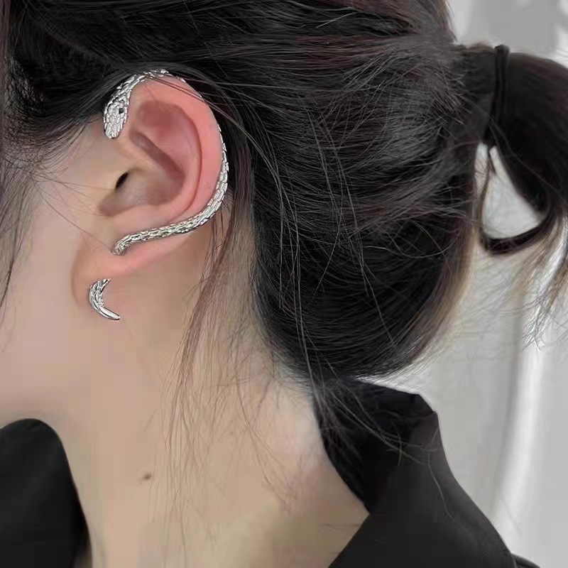 小蛇耳钉女复古创意潮男情侣小众设计感耳环耳饰欧美风缠绕耳挂式