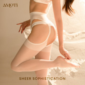 缇 四面镂空免脱性感女款 心灵感触 连体吊带 吊带袜 雾 AMOTi