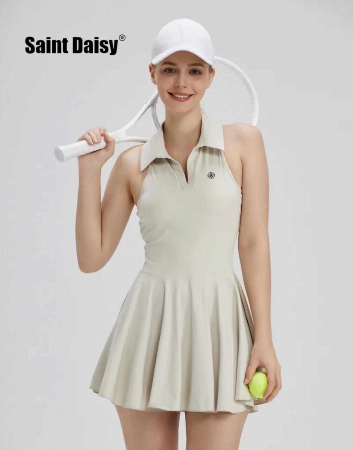 网球裙运动服欧美辣妹polo连衣裙女夏带胸垫显瘦防走光纯欲美背裙