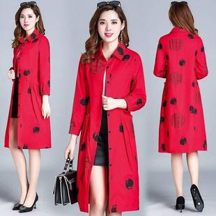 大.码 2022年春秋中年妈妈修身 显瘦黑 韩版 风衣女中长款