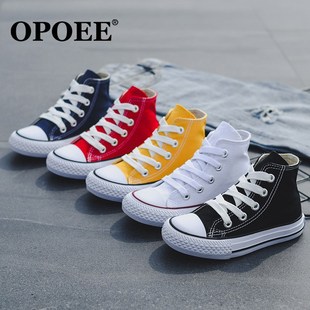 2024春季新款儿童帆布鞋高帮男童休闲板鞋女童学生休闲鞋小白布鞋