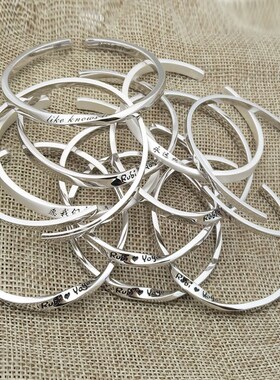 纯银定制手镯定做宝宝银镯手链手环手腕男女简约生日礼物925银饰