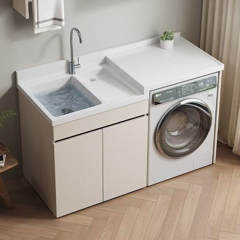 蜂窝铝洗衣机阳台一体柜组合洗衣柜洗手台盆带搓板洗脸池槽高低盆,家装主材,洗衣机柜,淘宝优惠券,粉丝福利购,淘宝优惠卷