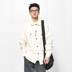 男2025新款 日式 衬衫 廓形工装 全棉衬衣外套潮 复古小众设计感弯刀袖