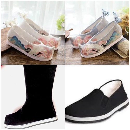 出租中国风翘头鞋子春秋汉服绣花鞋刺绣团扇古装配饰男鞋女鞋舞蹈