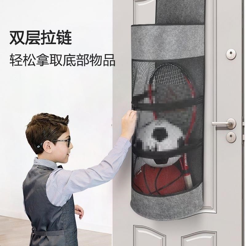 篮球收纳袋网兜儿童家庭壁挂式球类收纳架放O球包家用储物足球排
