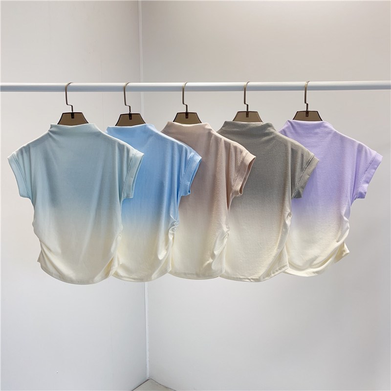 现代舞蹈服夏季渐变短袖上衣古z典舞练功服课堂形体训练集训服装