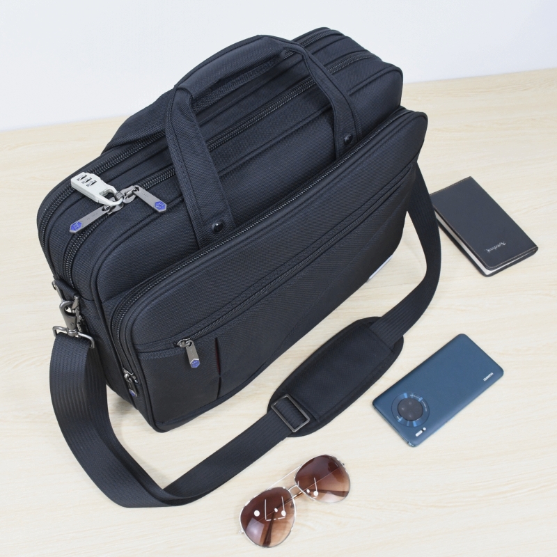 斜挎商务男包大容量防水牛津帆布公文包横款手提包电脑单肩业务包