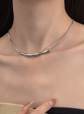 几何不规则褶皱项链金属感高级感冷淡风锁骨链轻奢小众气质颈链女