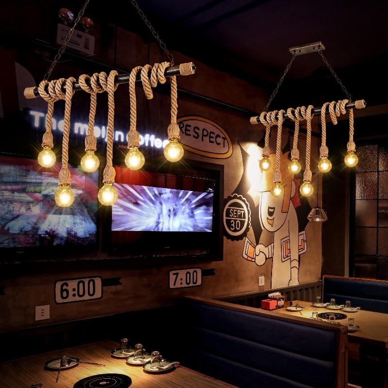 工业风火锅烧烤店创意装饰灯餐厅酒吧台服装店橱窗灯复古麻绳吊灯