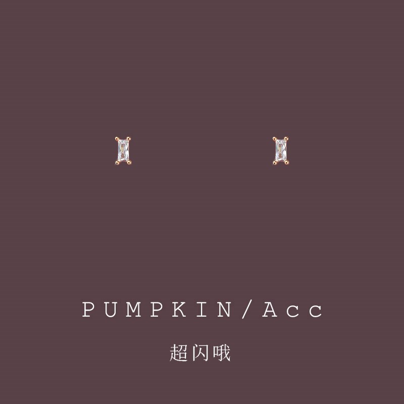 超闪几何长方形镶钻小耳夹女无耳洞简约气质高级感耳钉迷你小巧