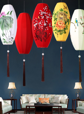 新中式布艺吊灯笼古典宫灯茶楼过道创意火锅店中国风特色定制吊灯