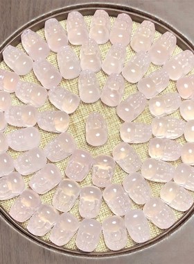 天然粉水晶貔貅吊坠DIY编绳绕线镶嵌手链项链锁骨链情侣挂件配饰