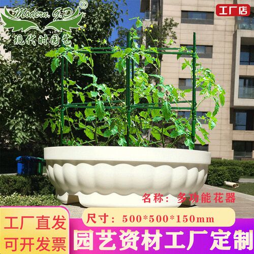 家庭小菜园 园艺阳台种菜圆形盆带滚轮 圆R形菜盆 厂家供应
