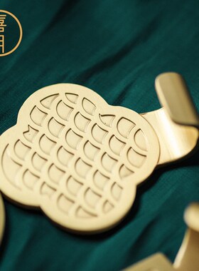 黄铜现代挂衣钩免打孔衣帽钩全纯铜单个门后装饰新中Y式挂钩喜月