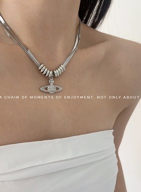 太后家锆石吊坠项链女夏季冷淡风个性百搭配饰2023年新款潮锁骨链