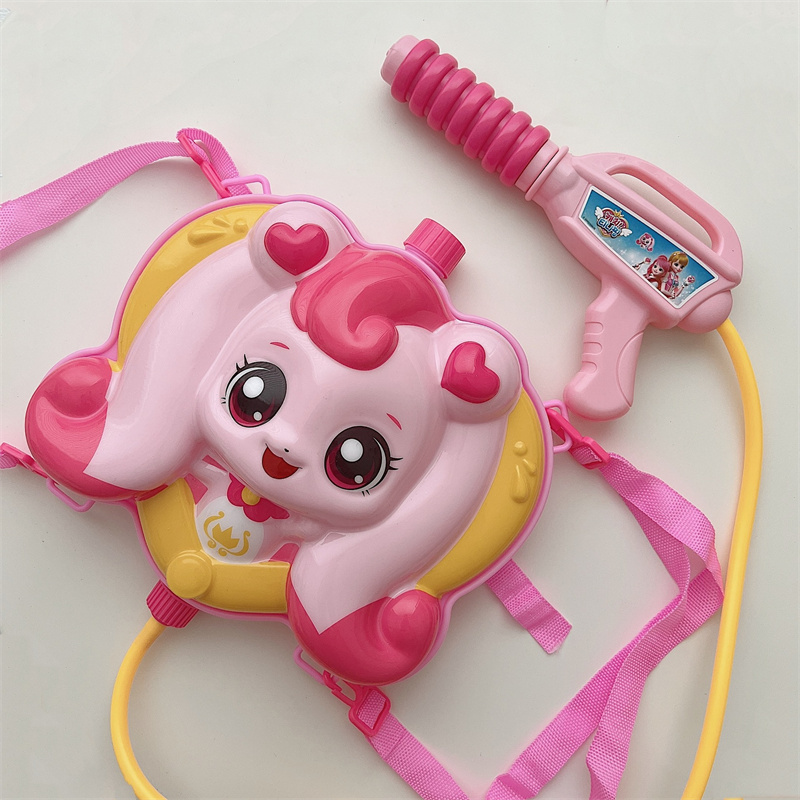韩系儿童背包水枪卡通奇妙萌可女孩宝宝戏水沙滩玩具呲水枪抽拉式