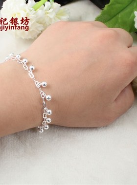 990纯银手链女日韩版简约脚链学生百搭银饰品甜美闺蜜生日礼物