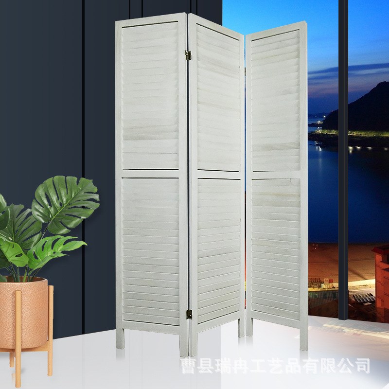 日系木质折叠屏风客厅办公室装饰隔断可移动折叠屏风百叶折屏