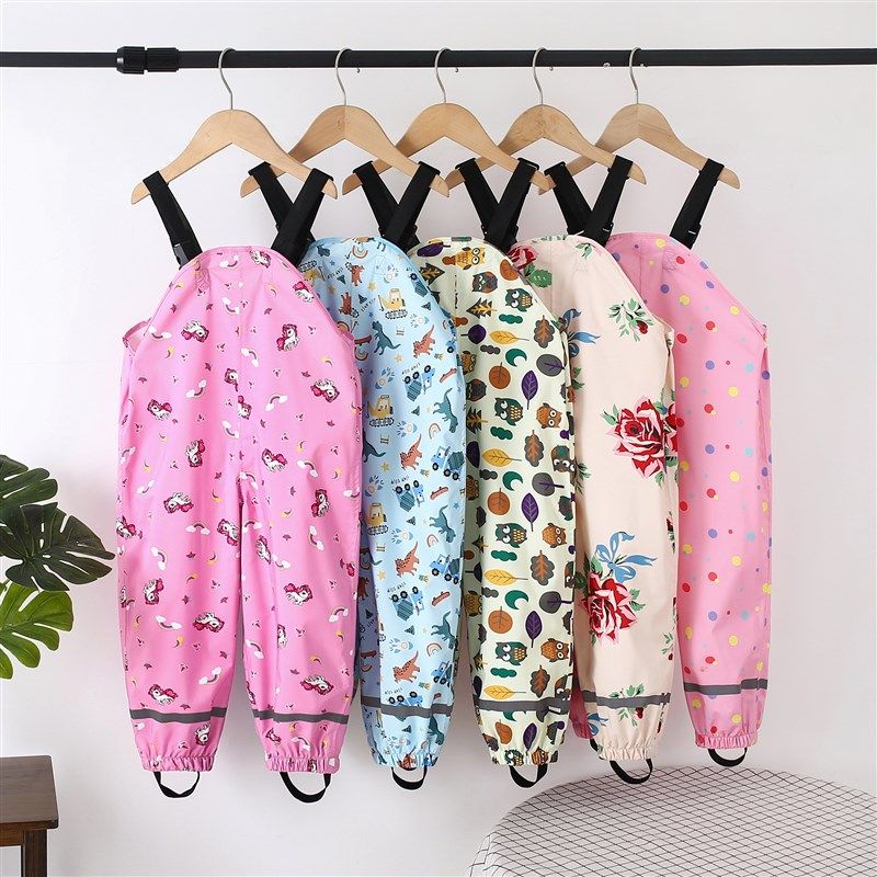 2024卡通轻薄速干防水背带裤幼儿园男女小孩全身连体雨裤户外玩沙,婴童用品,雨衣,淘宝优惠券,粉丝福利购,淘宝优惠卷